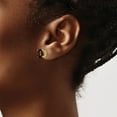 thumbnail image 3 of 14K Yellow Gold 8Mm Round Checker-Cut Smoky Quartz Earrings (Width 9) (Length 9) - Jbsp, 3 of 5