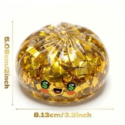 2 Pcs Giant Gold Glitter Dumpling Squishy Toys with Steamer Basket, Jumbo Bao Bun Stress Relief Ball, Viral Fidget Sensory Toys for K*-ids and Adults, Dollar Sign Eyes Money Dumpling