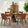 thumbnail image 1 of Sillas de comedor COLAMY, juego de 4 unidades, modernas, de piel sintética, color marrón claro, 1 of 4