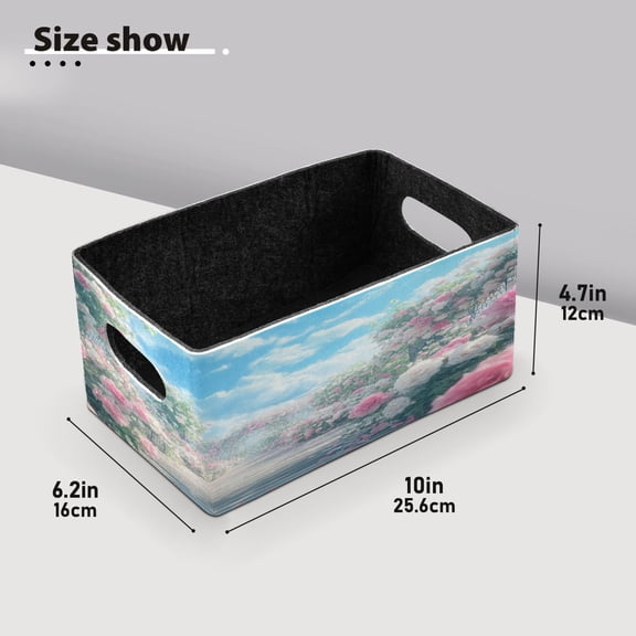 BZSMCE Shelf Baskets Blooming Pink Rose Pattern Storage Cube Bins 10.1*6.3*4.7in Set of 2