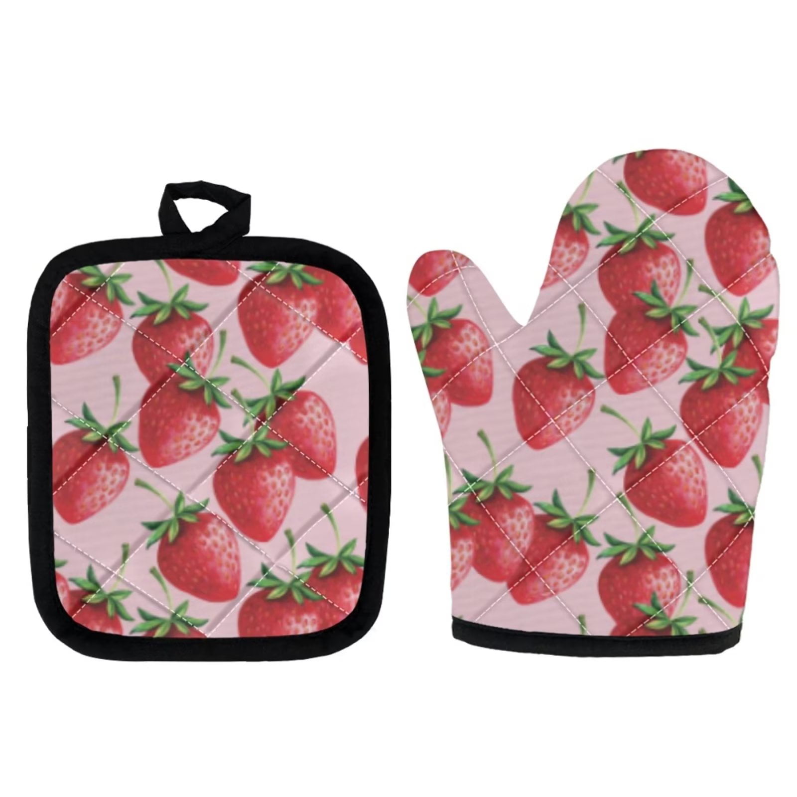 CUP44K Kids' Oven Mitt 12x21 cm Red Pink Cotton Cupcakes Oven Glove