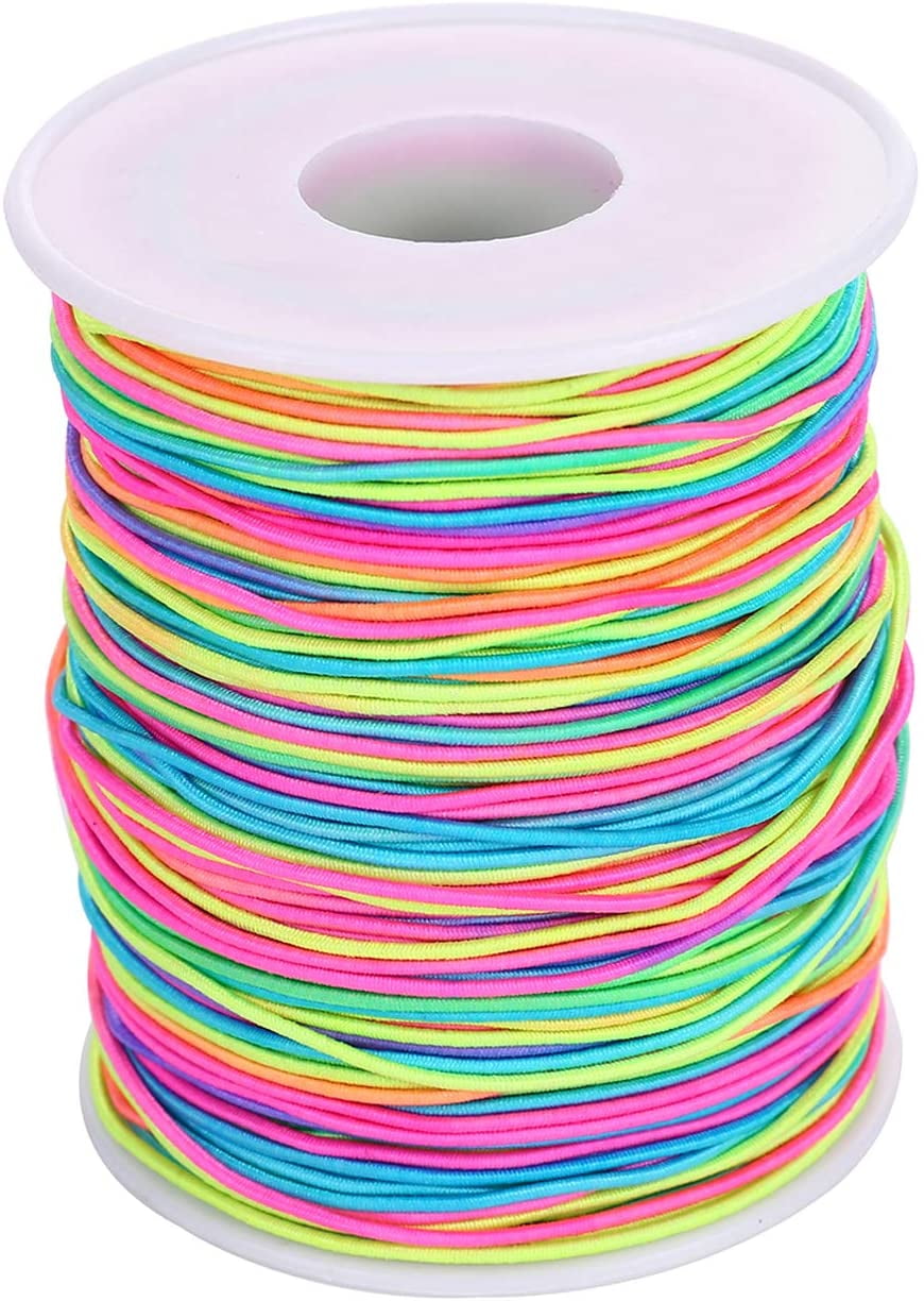 Elastic Cord, VABNEER 1mm x 100m Bracelet String Elastic String Beading Cords Thread Bracelet Elastic String Cord for Jewellery Making, Necklace, Craft, Bracelet, DIY Present (Colorful,1mm x 100m)