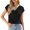 Black, variant on BESEW7 Women's Summer Tops Casual Short Sleeve Blouses Solid Crew Neck Relaxed Fit Knit Tee for Business Work Holiday Everyday Wear White S