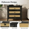 thumbnail image 7 of CozyHome 3 Drawer Nightstand, Rattan Dresser Table with Cane Drawers, Tall Boho Bedside Table Cabinet for Bedroom, Living Room, Entryway, Hallway, Grey, 7 of 7