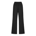 thumbnail image 4 of HKYNLAG Womens Cotton Linen Pants With Pockets Pull On Petite Summer Pants Drawstring Elastic Waist Pants Lounge Pants Straight Leg Lightweight Trousers Black L, 4 of 5