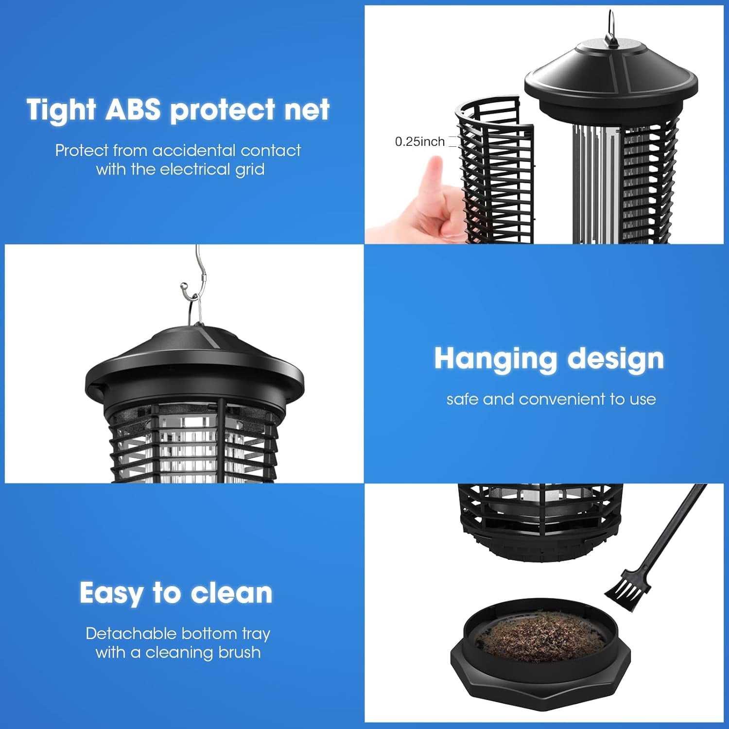 AENKYO Bug Zapper Outdoor Waterproof - 4200V High Power Electric Mosquito Killer for Garden, Patio, Backyard, Insect Zapper for Home Use (Black)