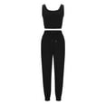 thumbnail image 4 of Edvintorg Women's Summer Casual Two Piece Outfits Sweatsuits Crop Tank Top Scoop Neck Ribbed Knit Long Pants Tracksuits Fashion Streetwear Women Tracksuit Jogger Set Black M, 4 of 6