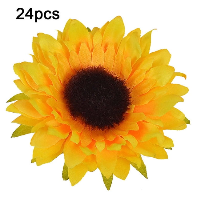 Cabeza de girasol artificial Simulación de cabezas de flores Ramo de fiesta de boda Accesorios de bricolaje, 24 piezas, Amarillo anaranjado, 9cm Advancent HA7119-06B