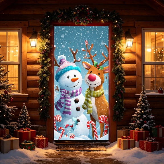 Orangide Christmas Door Cover Front Door Tapestry Hanging Decor Holiday Party Cloth Curtain for Home Bedroom Wall Indoor Winter Decoration