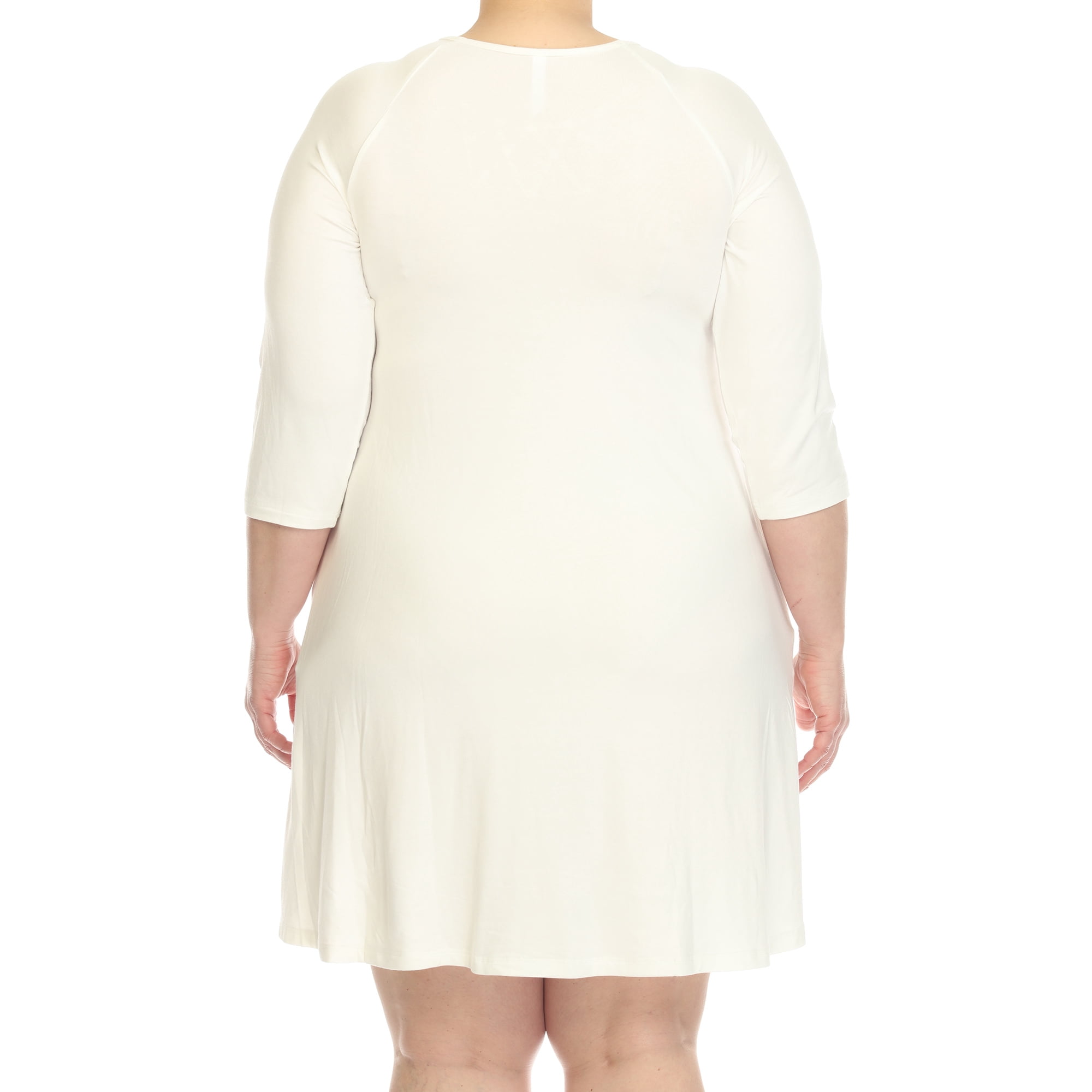 White Mark 3/4 Sleeve Crisscross Neck Dress (Women's & Women's Plus)