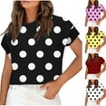 thumbnail image 5 of Wenyuyu Women's Summer T Shirts Cute Casual Polka Dots Short Sleeve Tops Classic Round Neck Work T-Shirt Comfy Blouses Pink S, 5 of 5
