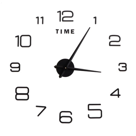 YAHHU Oversized DIY Wall Clock Acrylic Frameless 3D Mirror Surface Sticker Decoration for Living Room Bedroom Office (47.2 inches / 120 cm), Modern Contemporary Round Design, Black Color