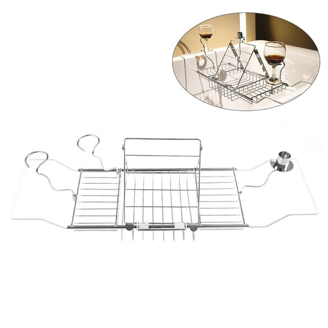 Stainless Bathtub Tray Over the Tub Racks Retractable Shower Organizer