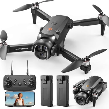 Drones for Kids with 1080P HD Camera, Foldable Wefone H21 with Brushless Motor and Optical Flow Hover, 2 Batteries, Black