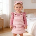 thumbnail image 2 of XAOFW Girl's Outfit Sets Cute Cartoon Print Corduroy Pinafore Dress Long Sleeve Bodysuit Bandana Three Piece Outfits Casual Daily Wear Stylish Comfortable Clothes Sets, 2 of 7