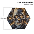 thumbnail image 2 of Honeii Fiery Skull Trio Print Leather Coaster Set of 4, Ideal for Safeguarding Your Furniture from Drinks Spills and Effortless Cleanup-Hexagon, 2 of 6