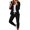 Black, variant on comerut 2 Pcs/Set Women Blazer Pants Set Solid Color Turn-down Collar Anti-wrinkle Formal Loose Warm Elastic Waist Pockets Coat Pants Suit for Work