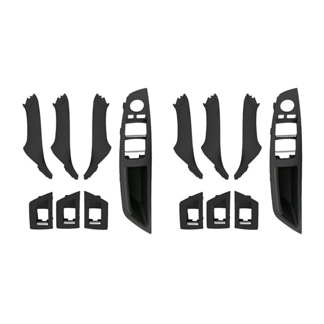 14Pcs Car Inner Door Handle Window Lift Switch Armrest Panel for- 5 Series F10 F11 F18 2010-2017 RHD 51417225875,6 x Door handle panel 2 x Armrest panel 6 x Window switch,black