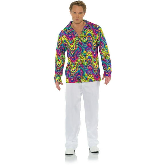 UnderWraps Men's 70s Psychedelic Blacklight Reactive Costume Shirt Large 42-46