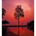 thumbnail image 3 of Sunrise Duvet Cover Set, Silhouette of Misty Twilight Sky with Tree and Nature Reflections Exotic Image, Decorative 3 Piece Bedding Set with 2 Pillow Shams, Queen Size, Black Ruby, by Ambesonne, 3 of 3
