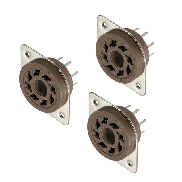 Douille de Tube PCB 8 Broches en Céramique, Douille de Tube sous Vide Marron pour 12AX7, Lot de 3