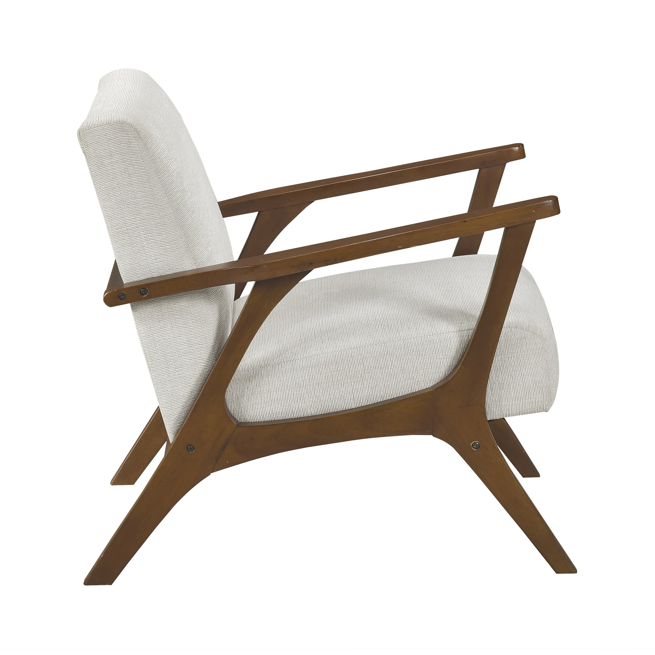 OakvillePark Everwyn Chenille Accent Chair, Beige/Chestnut Wood