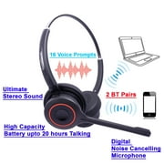 INNOTALK Bluetooth USB Computer Softphones Headset and Iphone Headset Headphone with Noise Cancelling Microphone Plus USB Dongle