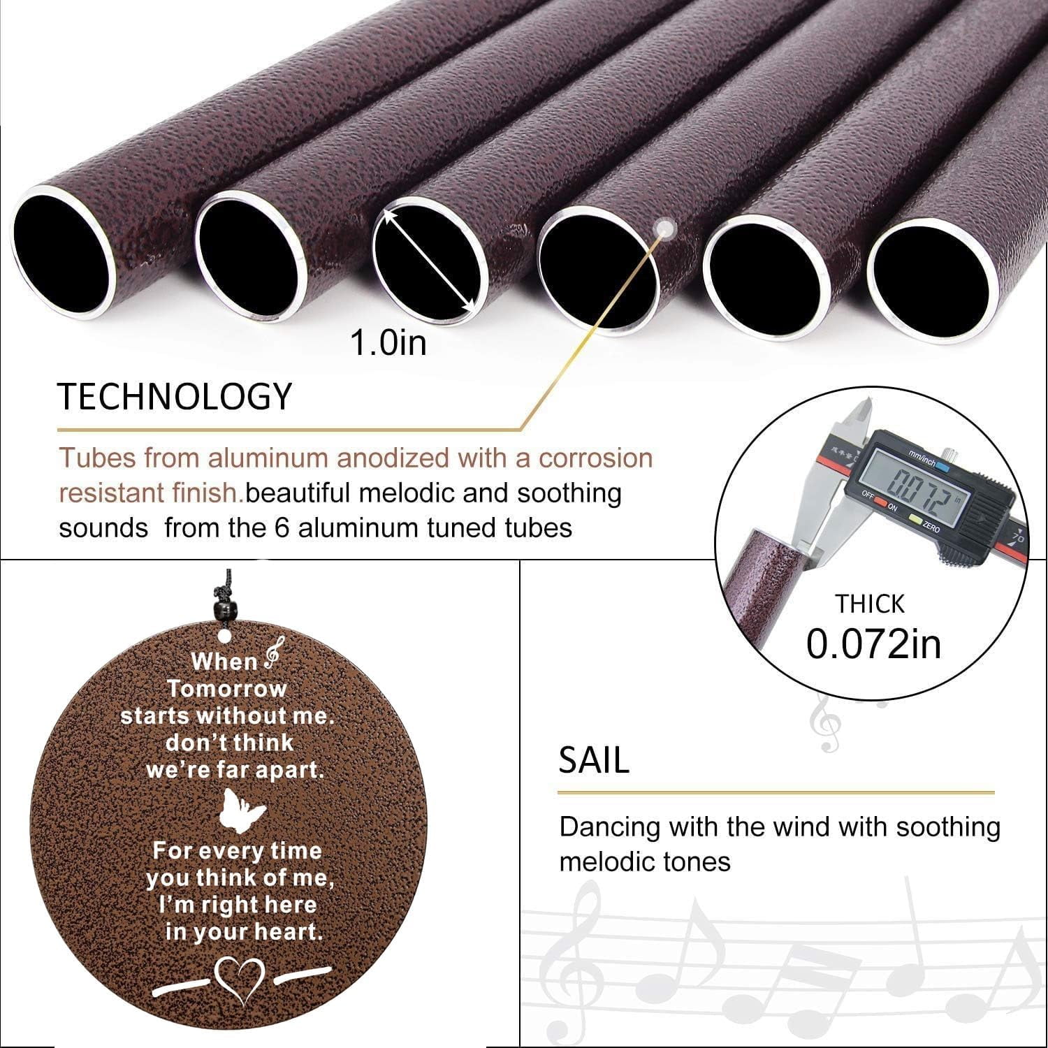 The Wind Chime CO Memorial Wind Chimes, 40" Inch Sympathy Wind Chimes Gift for The Loss of A Loved one, Home Decor Outdoor Garden, Soothing Melodic Tones