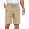 thumbnail image 4 of GIRUNS Men's Shorts Summer Beach Casual Elastic Waist Drawstring Shorts Khaki L, 4 of 7