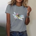thumbnail image 1 of Hauts d'Été pour Femmes, Blouses Décontractées Élégantes 2024, T-Shirts Mode Décontractée Imprimé Col Rond Manches Courtes T-Shirt Gris, 1 of 5
