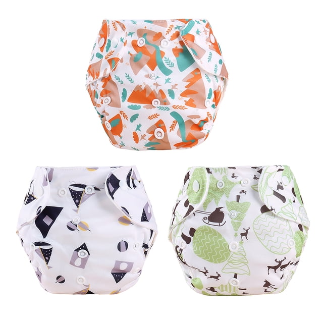Juego de 3 piezas de pañales de terciopelo fino para recién nacidos, reutilizables, ajustables y lavables para nadar.