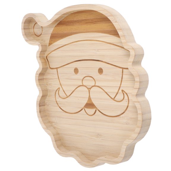 Wooden Tray with Santa Clause Design for Storage Khaki Color and Lightweight Christmas Wood Serving Tray 10.5 inches