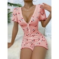 thumbnail image 3 of Women's Cherry Printed Short Sleeve Pyjamas Romper, 3 of 4