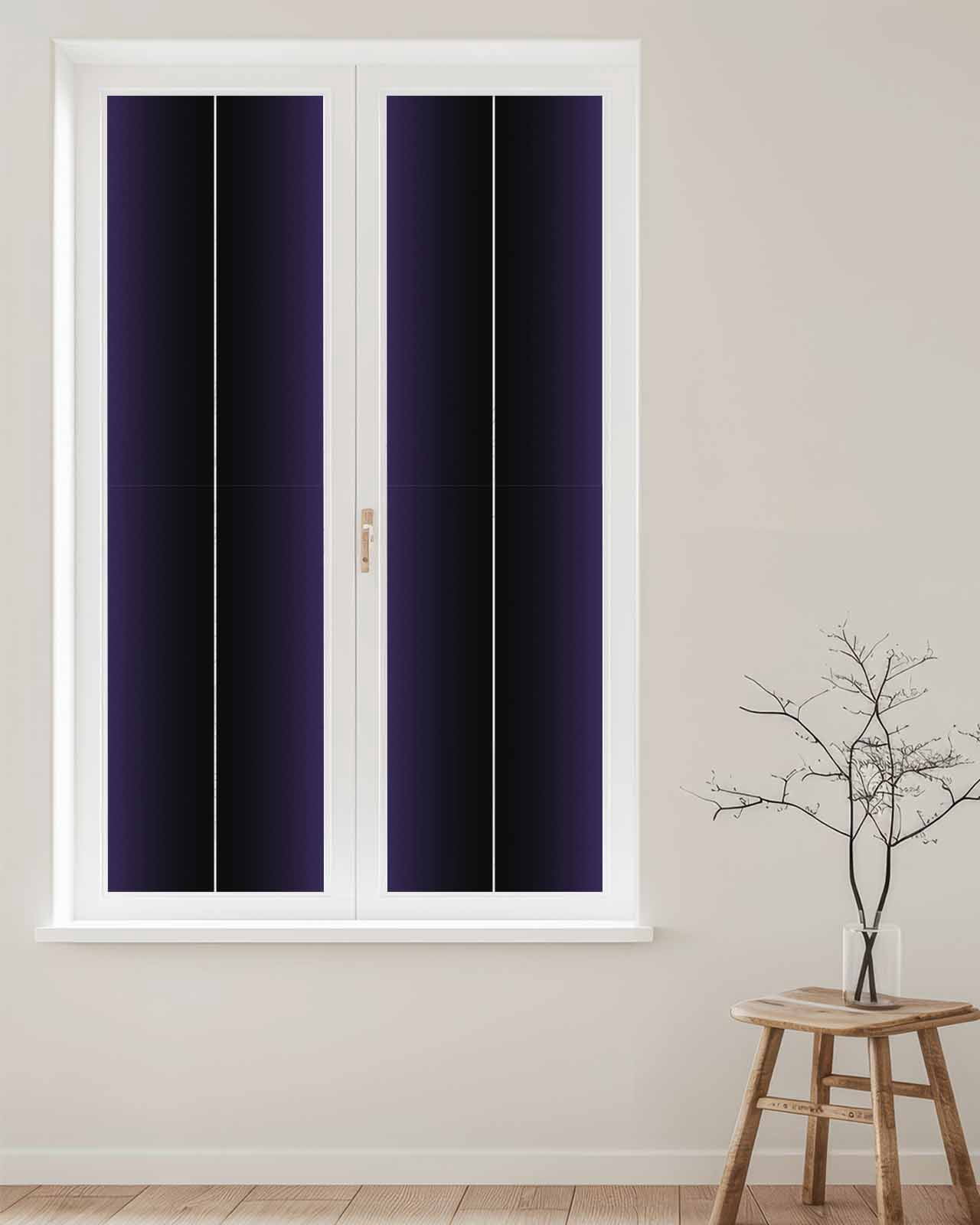 Window Privacy Film, Purple Black Ombre Sun Blocking Window Tint Film Heat Control One Way Blackout Window Film, Purple Gradient Abstract Modern Minimalism Art Non Adhesive Static Cling 23.6x78.7 In