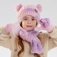thumbnail image 6 of Gubotare Boys Winter Hat and Gloves Set Kids Winter Pom Beanie Hat Scarf Gloves Set,Toddler Girls Boys Warm Knitted Fleece Lining Woollen Cap (Purple,One Size), 6 of 9