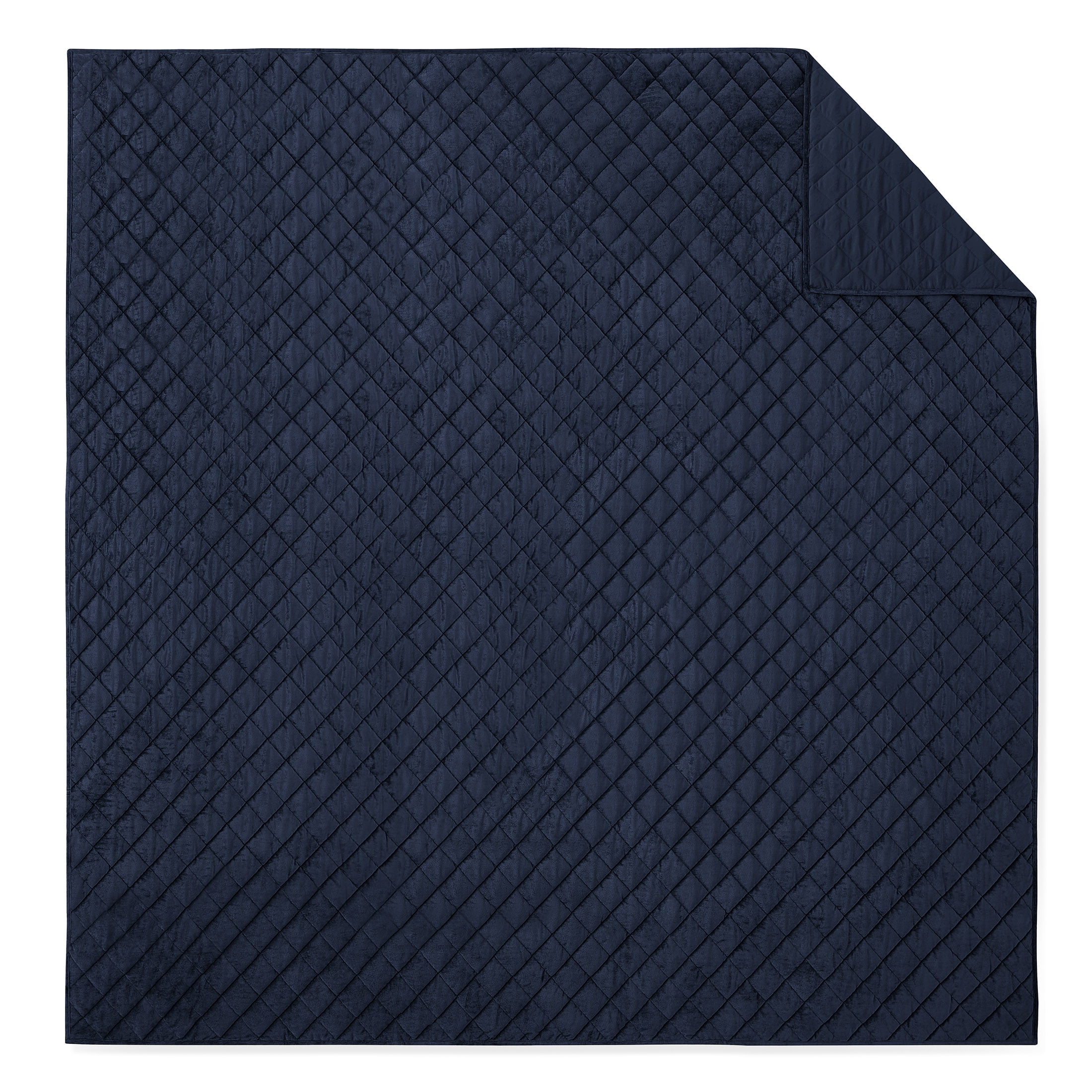 Pawz Navy Blue King 104"x94" Soft Corduroy and Microfiber Velvet Quilt, for Adults and Teens