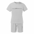 thumbnail image 4 of EliteGoogv Men Outfit Set Gradient Letter Print Short Sleeve T Shirt And Shorts For Men Summer Casual Matching Set Light Gray XS, 4 of 8