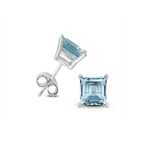 PJ Jewelry Aquamarine Square Stud Earrings, 2 ct. t.w., White Gold-Plated