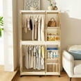 thumbnail image 5 of Barara King Bedroom Armoire Storage Cabinet,Wardrobe,Portable Wardrobe Closet Storage Organizer with 6 Magnetic Doors & 2 Hanging Rod, White, 5 of 11