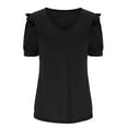 thumbnail image 4 of Birdeem Mode Femmes Été Col en V Uni Manches Courtes Aguichant Haut Blouse, 4 of 9