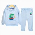 thumbnail image 2 of Zuwimk Toddler Boy Girls Sweat Suit Set - 2 Piece Soft Graphic Print Long Sleeve Pullover Hoodies and Athletic Jogger Sweatpants Outfits(T025-Light Blue), 2 of 5