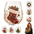thumbnail image 7 of Christmas Glass Art Cup Christmas Cups Glass Holiday Glassware for Drinks Christmas Drinking Glass Cup for Coffee Juice Cocktails, Xmas Table Decor & Holiday Xmas Gift, 7 of 7