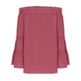 thumbnail image 4 of HongQid Womens Off The Shoulder Long Bell Sleeve Tops Flared Casual Loose Blouse, 4 of 6