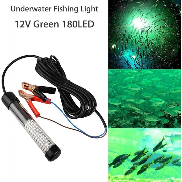 12V verde, blanco, azul bajo el agua luz LED de pesca fresca y salada al aire libre Luz de pesca peces que atrae la luz con 5M de cable de Macarena luz de pesca