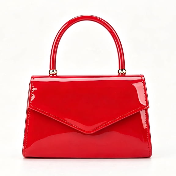 Women's Glossy Patent Leather Top Handle Clutch Purse for Wedding Party Evening
