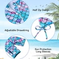 thumbnail image 4 of Lanbubble Girls Long Sleeve Rash Guard Swimsuit Set Kids 2-Piece Tankini UPF 50+ Swimwear with Skort Side Blue Mermaid 5-6 Years, 4 of 6
