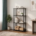 thumbnail image 2 of Furinno Turn-N-Tube Toolless Assembly Storage Shelves, 4-Tier Rustic Brown Book Shelf, Open Storage Bookshelf, for Organization and Storage, Living Room, Home Office, Bedroom, Amber Oak, 2 of 6