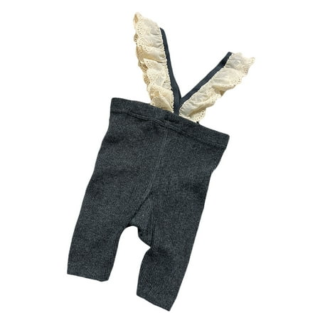 

Amuver Baby Girls Romper Lace Embellished Suspender Rib Knit High Stretch Cute Bib Trousers Bottoming Jumpsuit