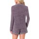 thumbnail image 3 of Conjuntos de lounge para mujeres INSPIRE CHIC, blusa de manga larga con cuello de muesca y botones, pantalones cortos, pijamas de 2 piezas con bolsillos, 2XL, púrpura, 3 of 6
