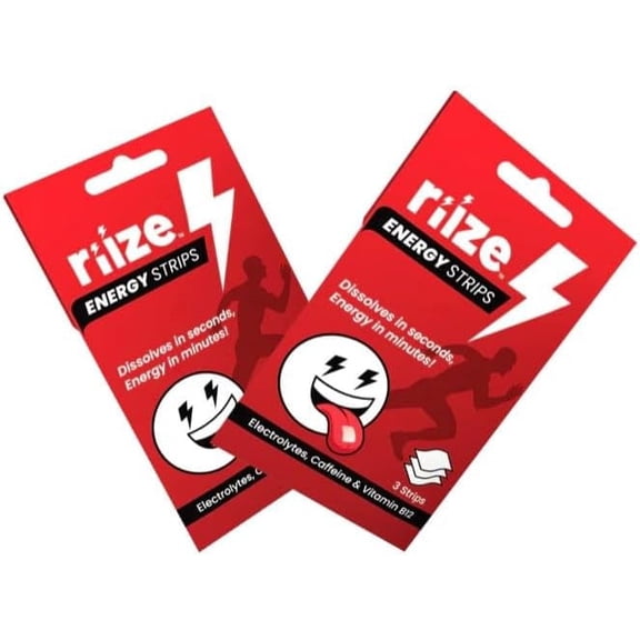 Riize Energy Strips, Fast Acting with 50mg Caffeine, L-Theanine, Vitamin B12, Electrolytes, Natural Flavors, Vegan, Instant Boost Oral Supplement (6 Count Pack)